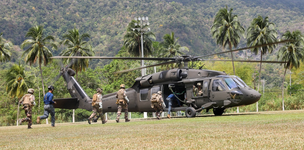 Multinational special operations forces conduct fast-rope insertion training during TRADEWINDS 25