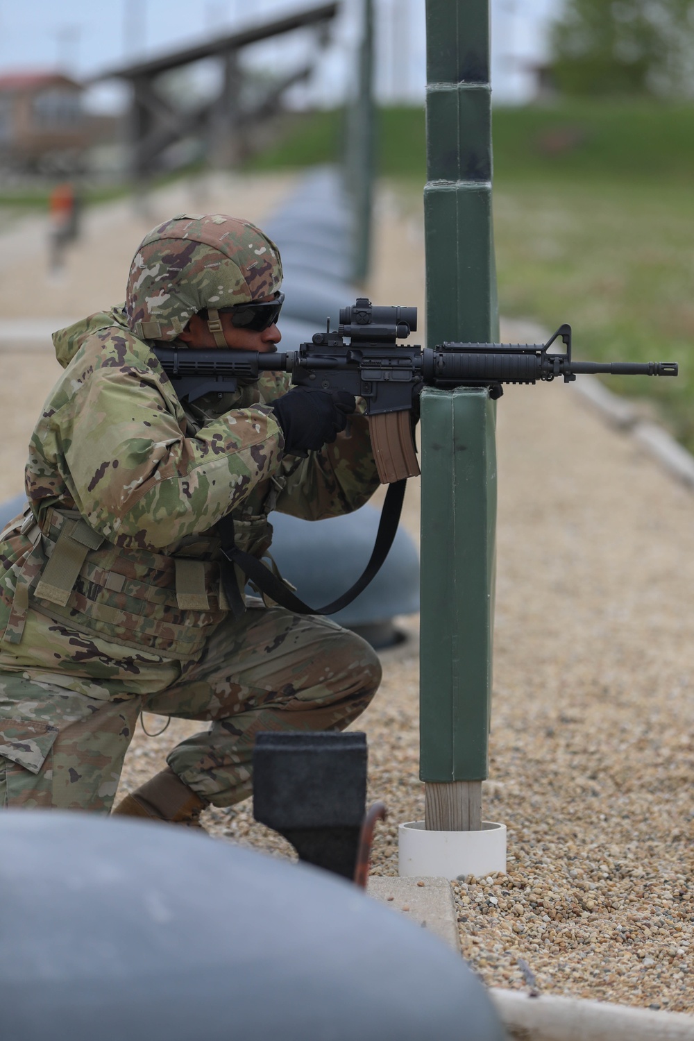 Soldier Executes M4 Marksman Qualification Table