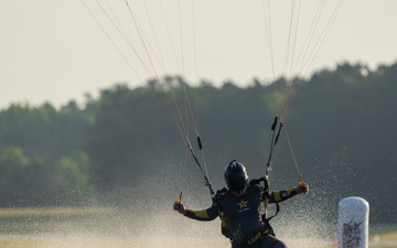 Soldiers from Army Golden Knights compete in parachute competition