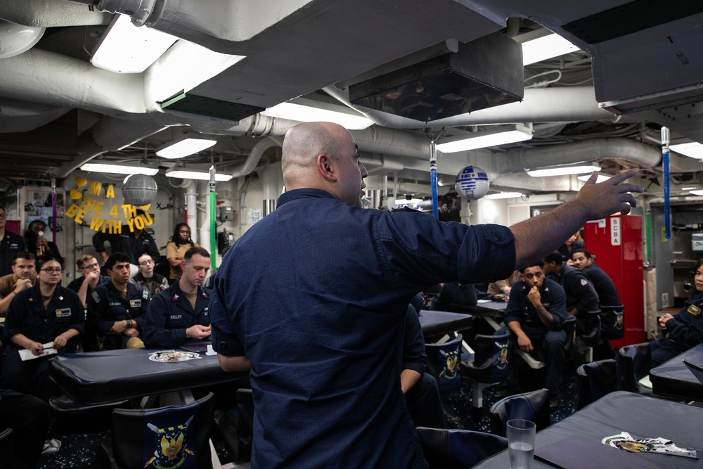 USS Wayne E. Meyer conducts operations in the U.S. Central Command area of responsibility as part of the Carl Vinson Carrier Strike Group