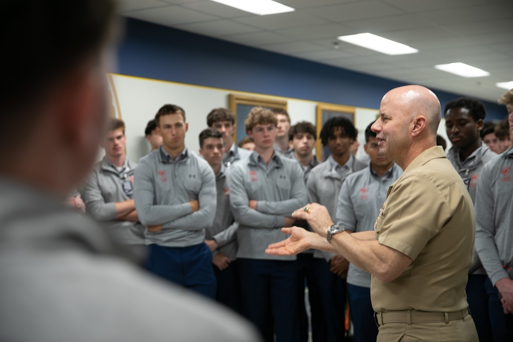 ACNO talks with students of St. John's College High School Cadet Corps Leadership Program