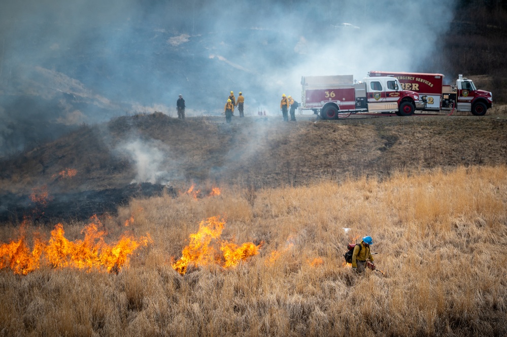 Wildland Fire Branch conducts a controlled burn at JBER