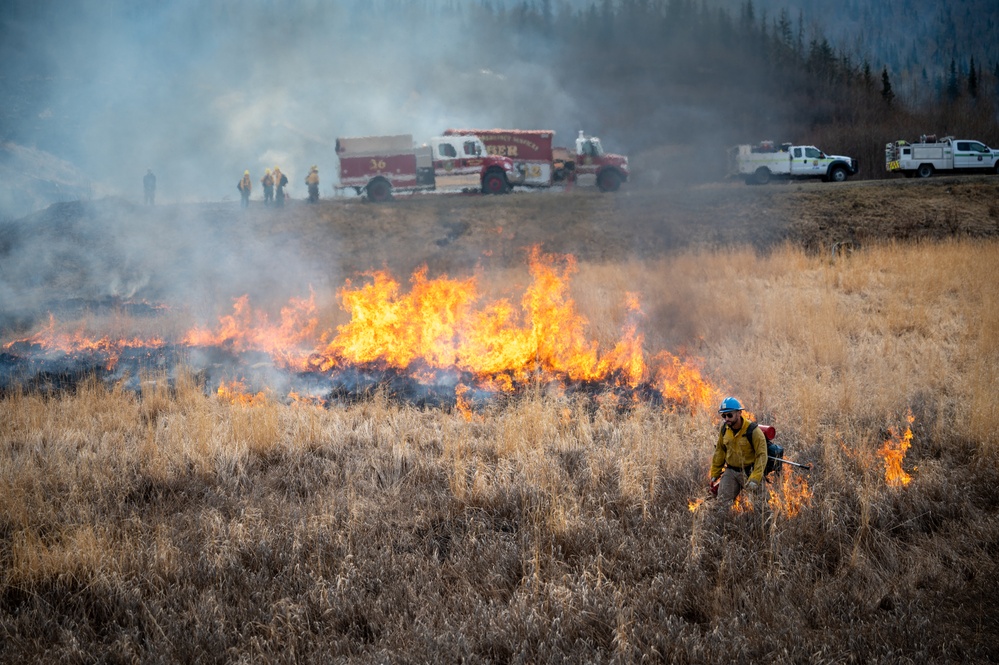 Wildland Fire Branch conducts a controlled burn at JBER