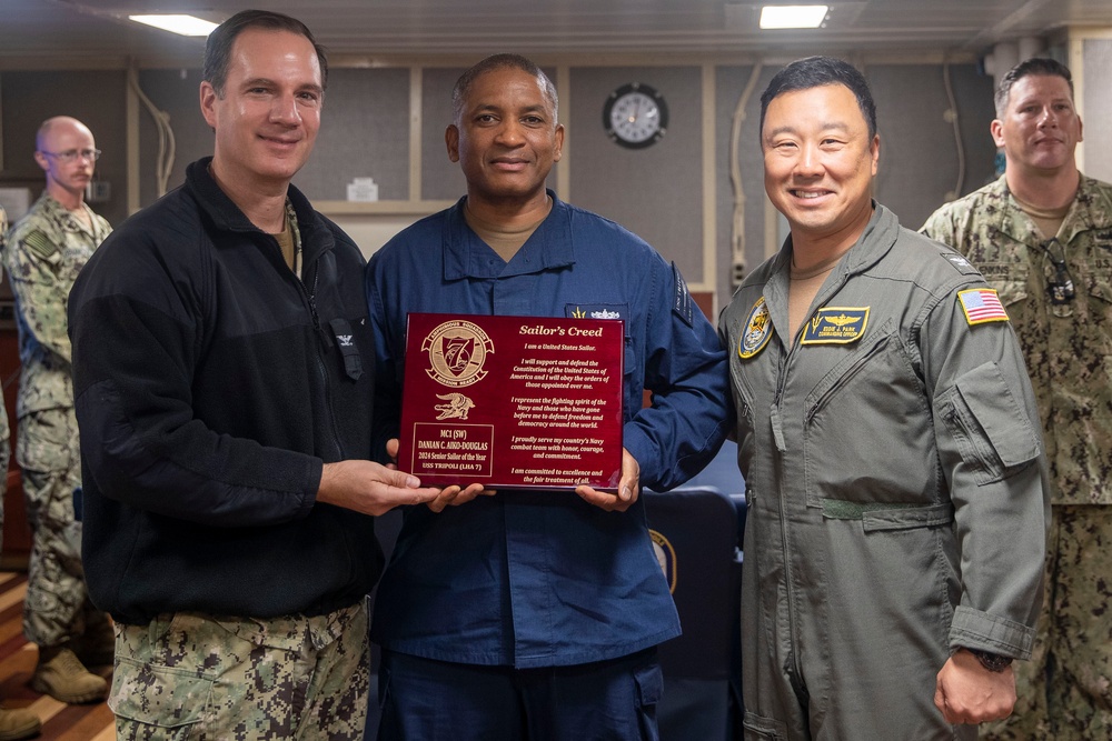 USS Tripoli Sailor Receives PHIBRON Sailor of the Year Award