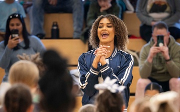 Dallas Cowboys Cheerleaders visit USAG Rheinland-Pfalz to celebrate Month of the Military Child