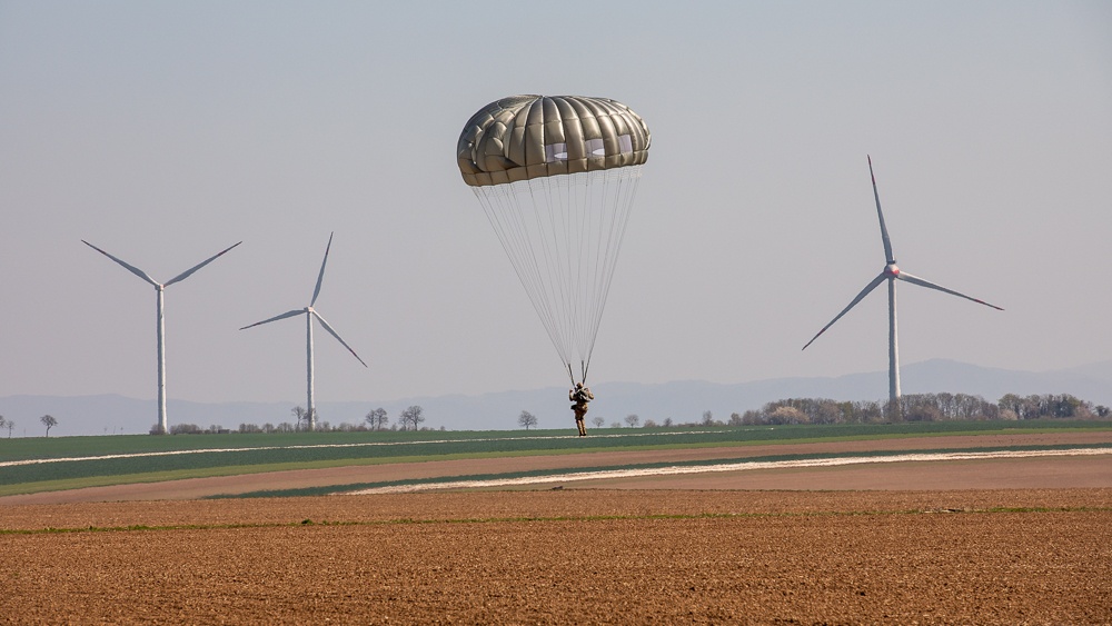 Green Berets from 10th Special Forces Group (Airborne) conducted airborne jump exercises near Ramstein, Germany