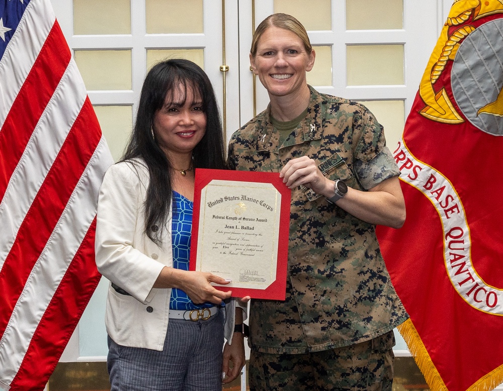 Marine Corps Base Quantico Civilian Quarterly Awards
