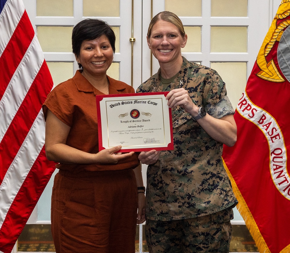 Marine Corps Base Quantico Civilian Quarterly Awards