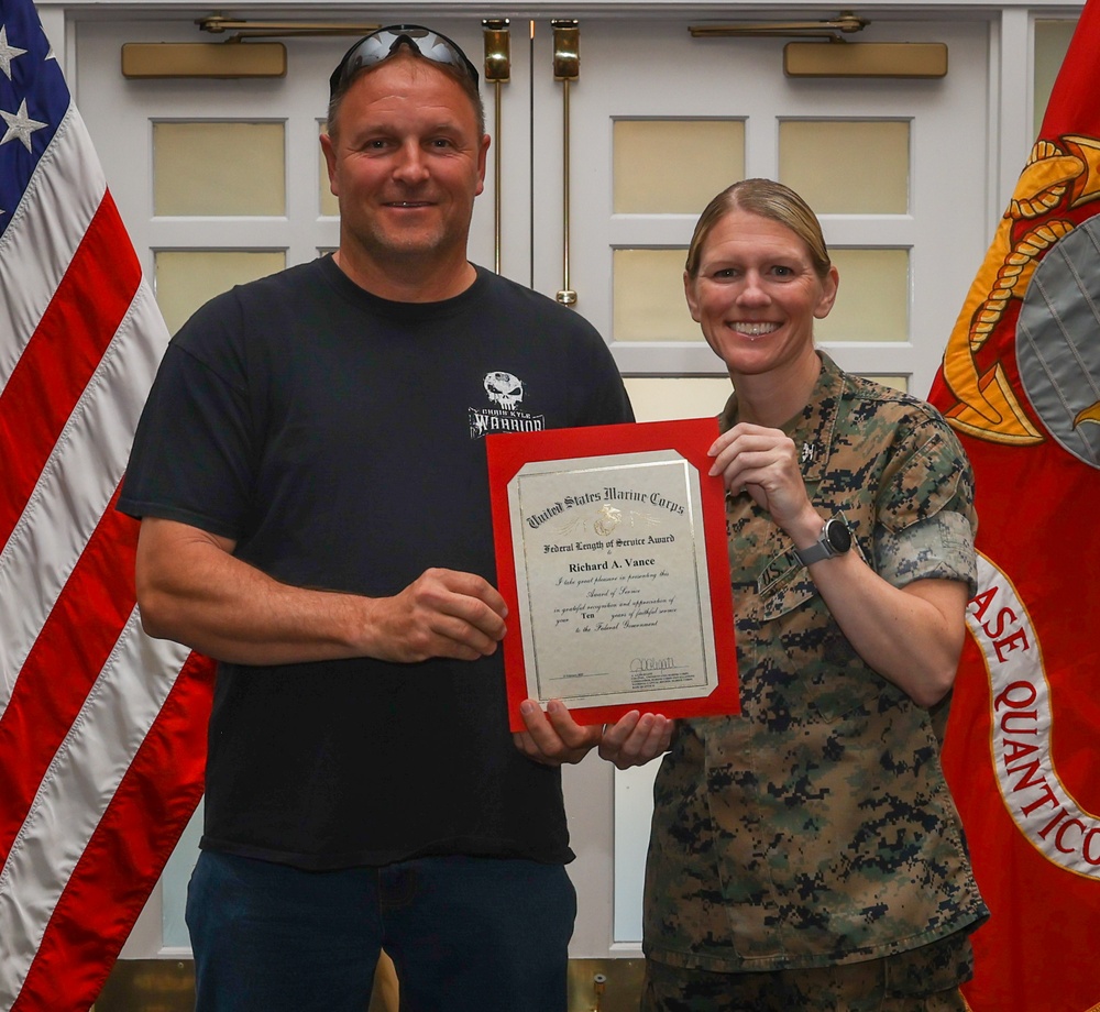 Marine Corps Base Quantico Civilian Quarterly Awards