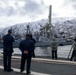 U.S. Navy Sailors man the rails while pulling into the port of Narvik, Norway.