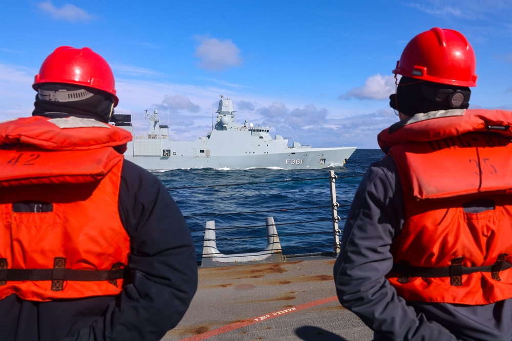 U.S. Navy Sailors prepare for a replenishment at sea