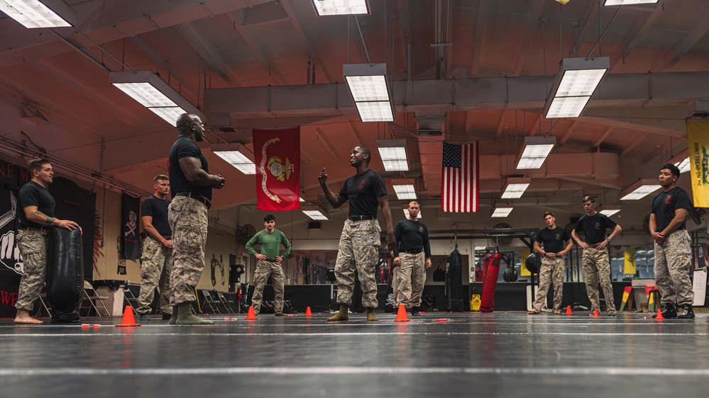 Marines fight in the dark during Martial Arts Instructor Course