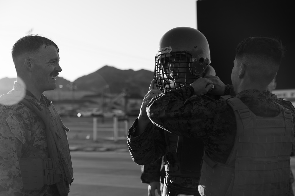 Precision and Power: Marines fight with pugil sticks during MAIC 73-25
