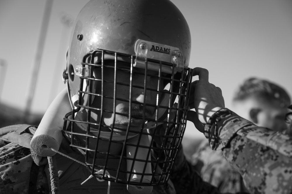 Precision and Power: Marines fight with pugil sticks during MAIC 73-25