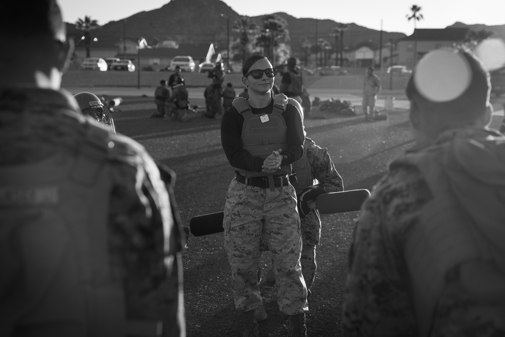 Precision and Power: Marines fight with pugil sticks during MAIC 73-25