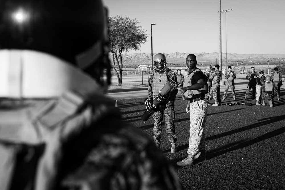 Precision and Power: Marines fight with pugil sticks during MAIC 73-25