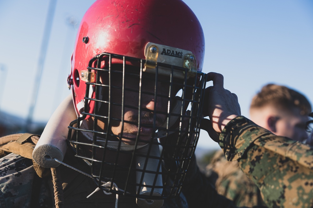 Presicion and Power: Marines fight with pugil sticks during MAIC 73-25