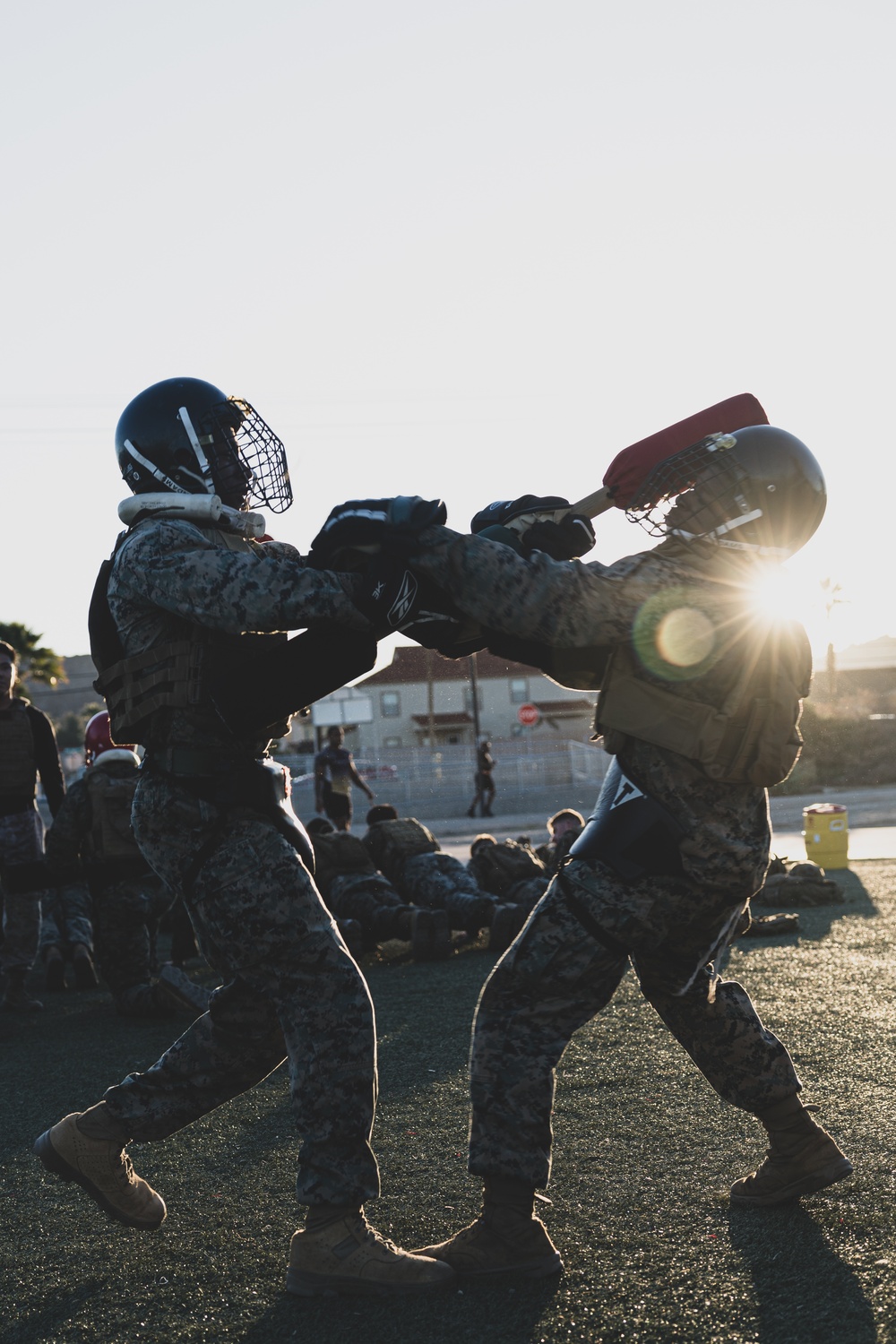 Presicion and Power: Marines fight with pugil sticks during MAIC 73-25