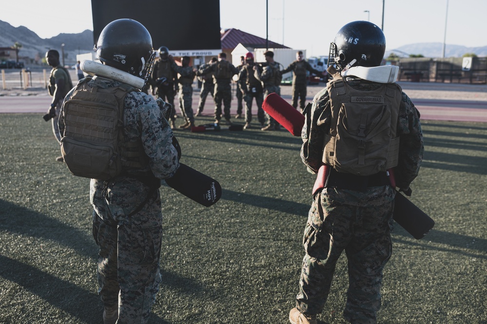 Presicion and Power: Marines fight with pugil sticks during MAIC 73-25