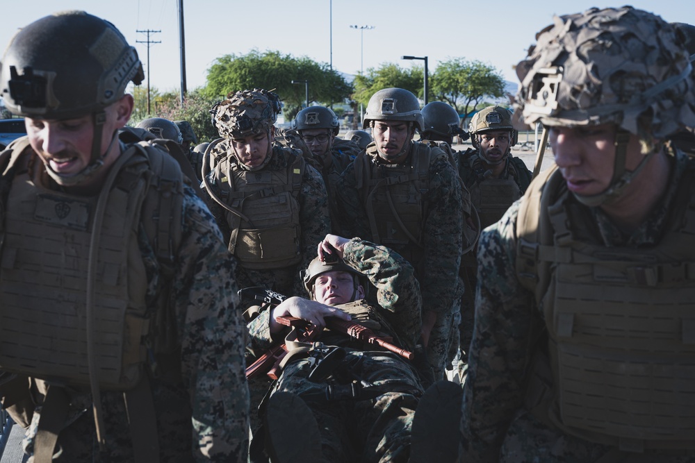 Presicion and Power: Marines fight with pugil sticks during MAIC 73-25