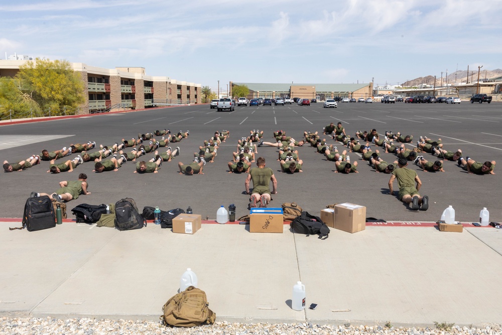 MCCES students awaiting occupational specialty training conduct physical training to stay fit