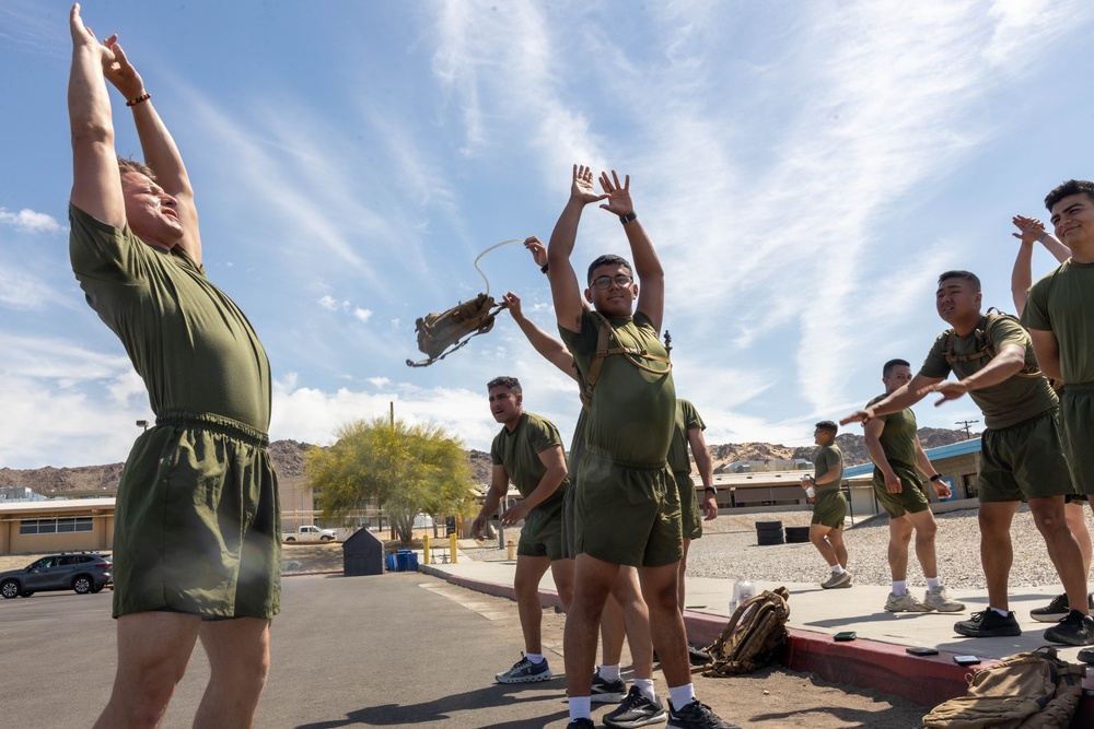 MCCES students awaiting occupational specialty training conduct physical training to stay fit