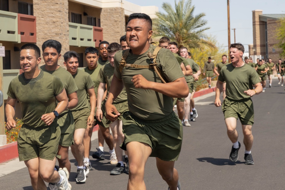 MCCES students awaiting occupational specialty training conduct physical training to stay fit
