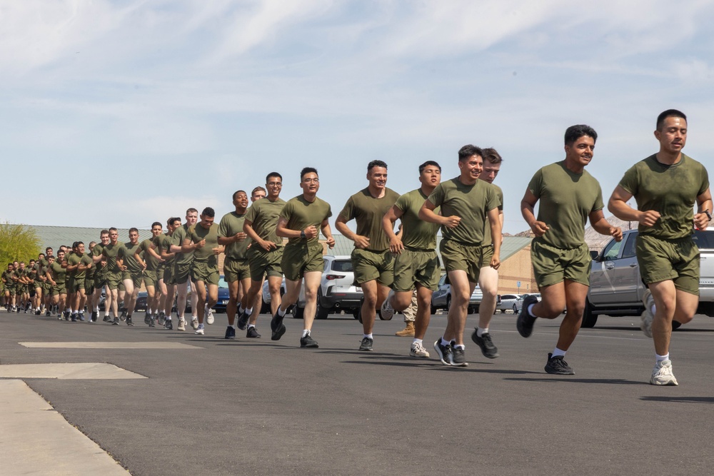 MCCES students awaiting occupational specialty training conduct physical training to stay fit