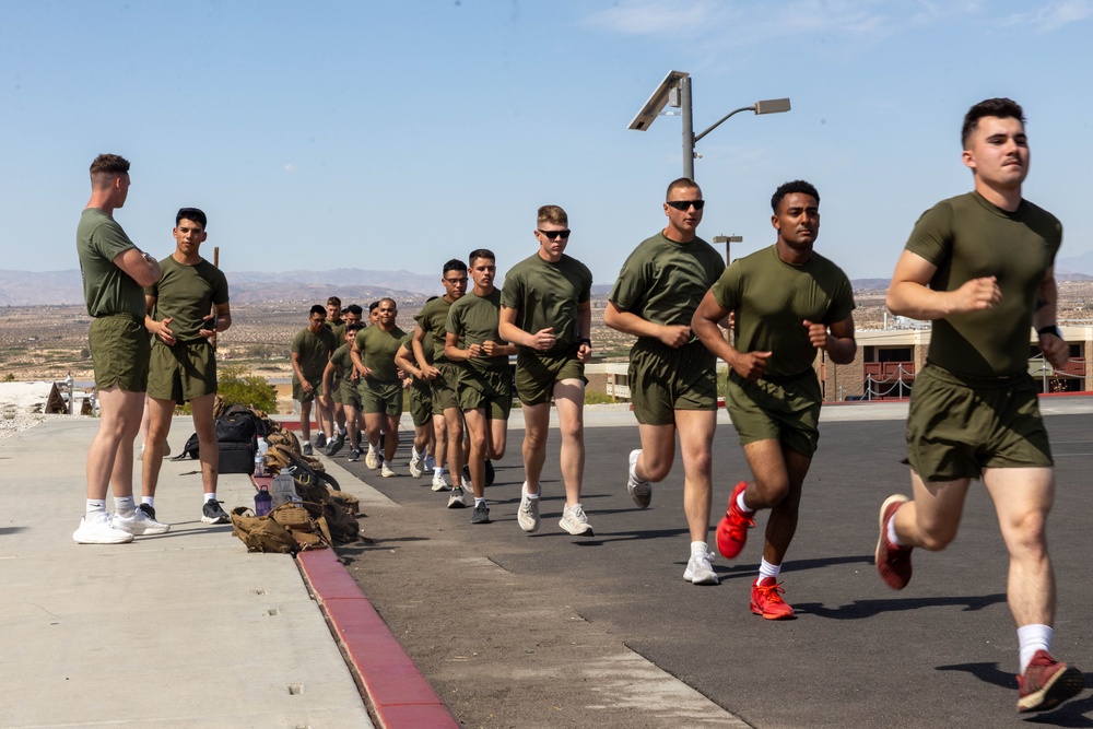 MCCES students awaiting occupational specialty training conduct physical training to stay fit