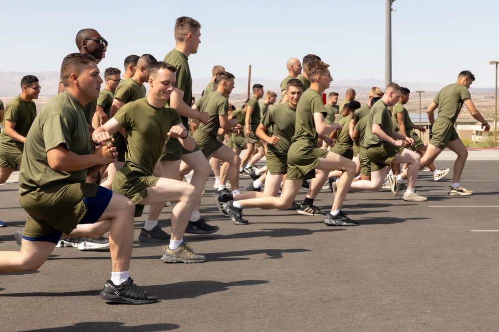 MCCES students awaiting occupational specialty training conduct physical training to stay fit