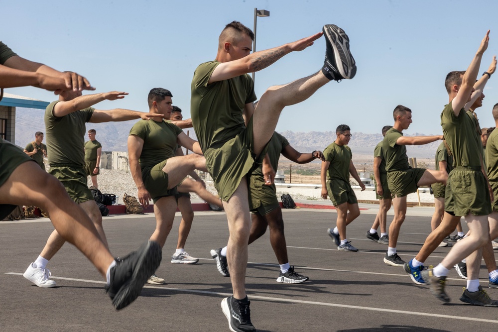 MCCES students awaiting occupational specialty training conduct physical training to stay fit