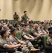 Medal of Honor recipient, U.S. Marine Corps Sgt. Dakota Meyer, speaks with Marines and sailors with Marine Corps Recruit Depot Parris Island, South Carolina