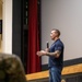 Medal of Honor recipient, U.S. Marine Corps Sgt. Dakota Meyer, speaks with Marines and sailors with Marine Corps Recruit Depot Parris Island, South Carolina