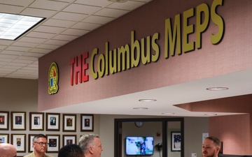 Rear Adm. James Waters, Commander, Navy Recruiting Command, toured the Columbus Military Entrance Processing Station