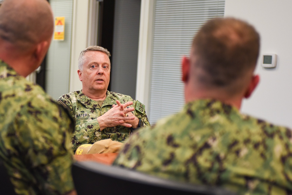 Rear Adm. James Waters, Commander, Navy Recruiting Command, engaged with officer recruiters assigned to Navy Talent Acquisition Group Ohio River Valley