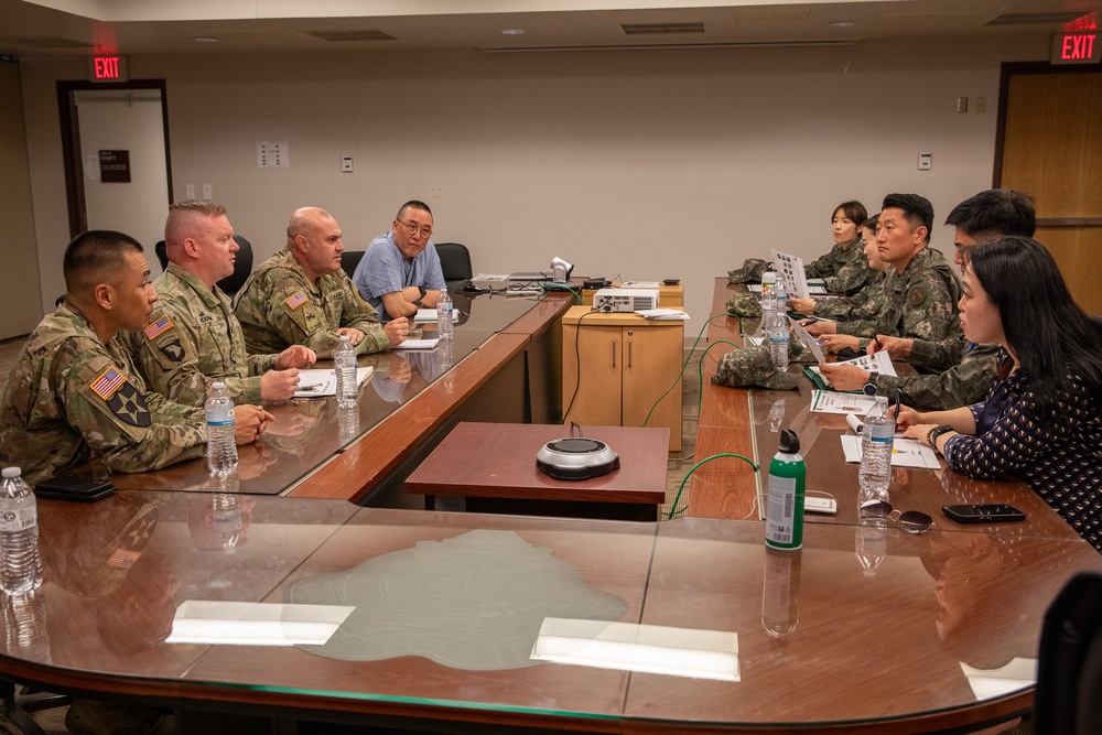 Battalion Commanders from the 5th Logistics Support Command (LSC), Republic of Korea Army (ROKA), visited Camp Carroll on Apr. 28 for an office call with U.S. Army Materiel Support Command – Korea counterparts.