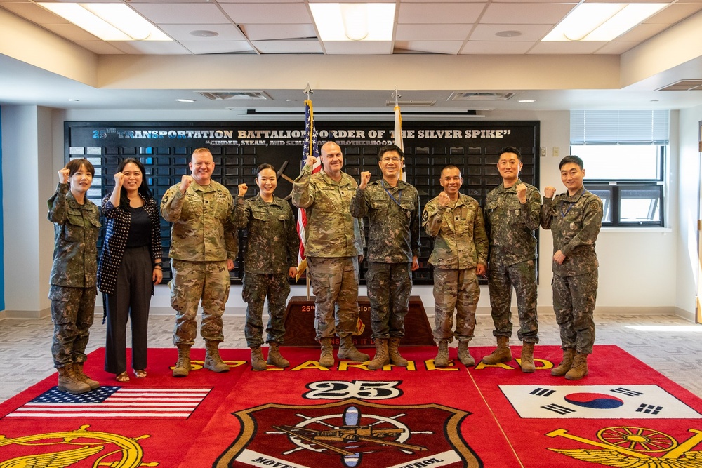Battalion Commanders from the 5th Logistics Support Command (LSC), Republic of Korea Army (ROKA), visited Camp Carroll on Apr. 28 for an office call with U.S. Army Materiel Support Command – Korea counterparts.