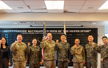 Battalion Commanders from the 5th Logistics Support Command (LSC), Republic of Korea Army (ROKA), visited Camp Carroll on Apr. 28 for an office call with U.S. Army Materiel Support Command – Korea counterparts.