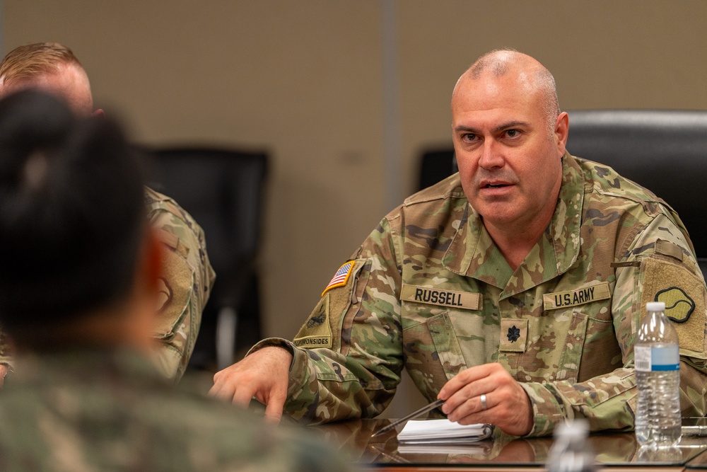 Battalion Commanders from the 5th Logistics Support Command (LSC), Republic of Korea Army (ROKA), visited Camp Carroll on Apr. 28 for an office call with U.S. Army Materiel Support Command – Korea counterparts.