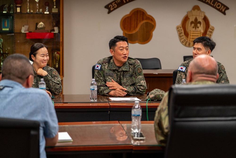 Battalion Commanders from the 5th Logistics Support Command (LSC), Republic of Korea Army (ROKA), visited Camp Carroll on Apr. 28 for an office call with U.S. Army Materiel Support Command – Korea counterparts.