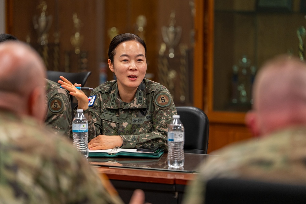 Battalion Commanders from the 5th Logistics Support Command (LSC), Republic of Korea Army (ROKA), visited Camp Carroll on Apr. 28 for an office call with U.S. Army Materiel Support Command – Korea counterparts.