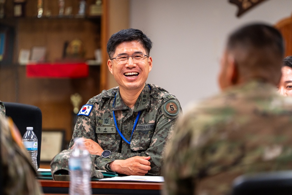 Battalion Commanders from the 5th Logistics Support Command (LSC), Republic of Korea Army (ROKA), visited Camp Carroll on Apr. 28 for an office call with U.S. Army Materiel Support Command – Korea counterparts.