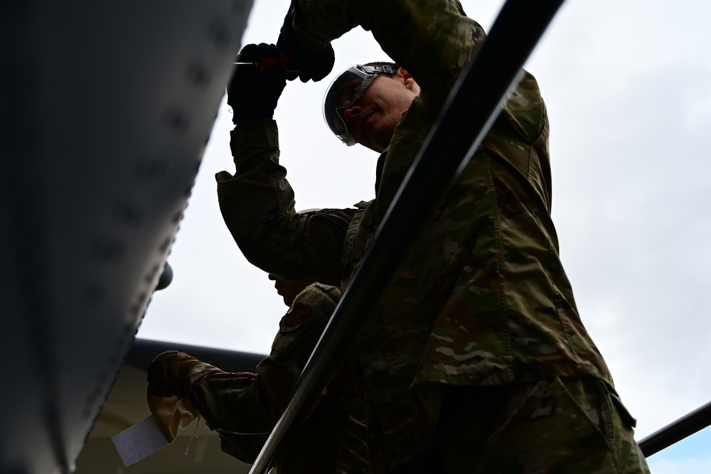 129th Maintenance Squadron works on HC-130J Combat King II