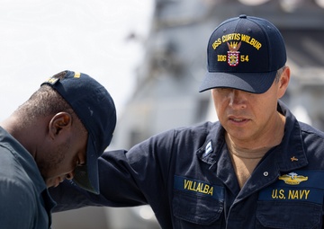 Chaplain Leads Prayer Aboard USS Curtis Wilbur (DDG 54)