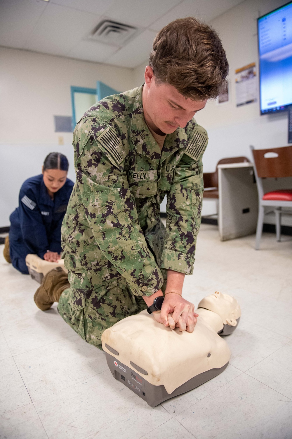USS John C. Stennis (CVN 74) Sailors conduct CPR training