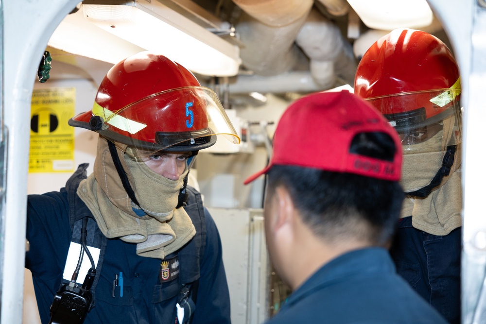 Curtis Wilbur Conducts In-Port Emergency Team Drill