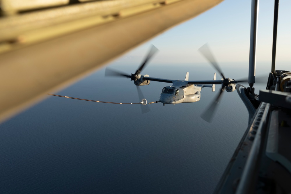 U.S. Marines with VMGR-252 conduct aerial refueling