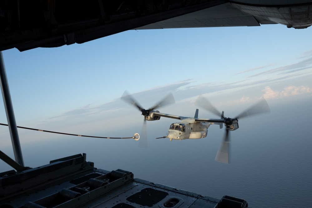 U.S. Marines with VMGR-252 conduct aerial refueling