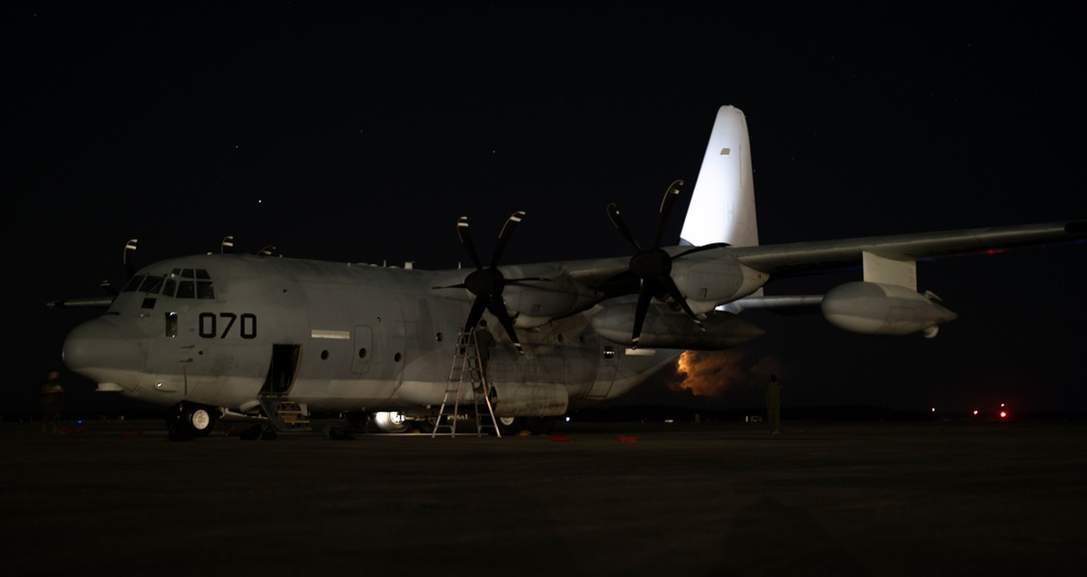 U.S. Marines with VMGR-252 conduct aerial refueling