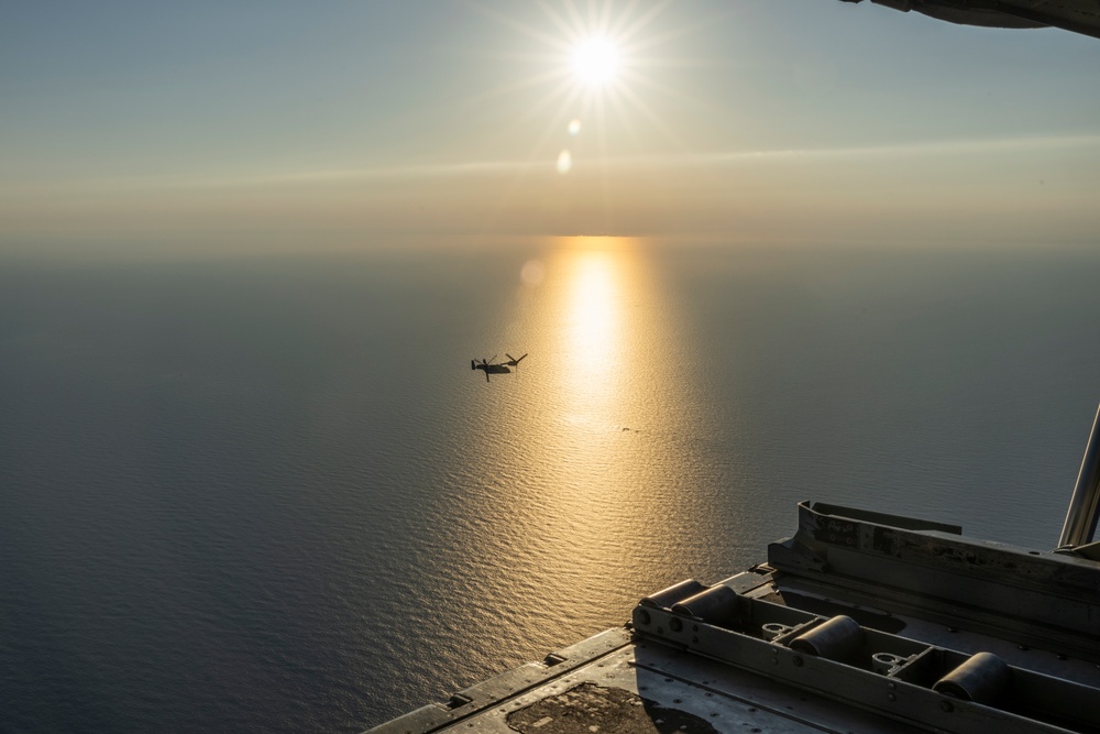 U.S. Marines with VMGR-252 conduct aerial refueling